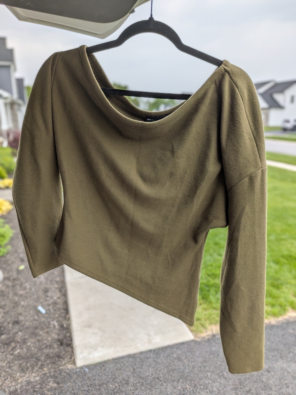 Olive Green Boatneck Sweater Top